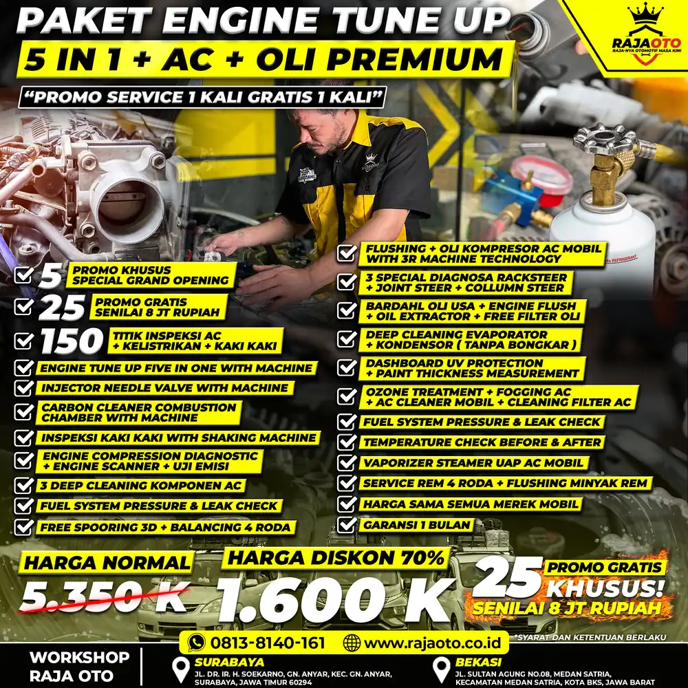 Paket Engine Tune Up 5 in 1 + AC + Oli Premium