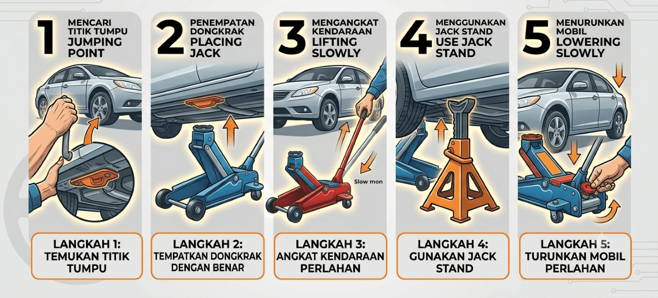 Cara Menggunakan Dongkrak Mobil dengan Benar