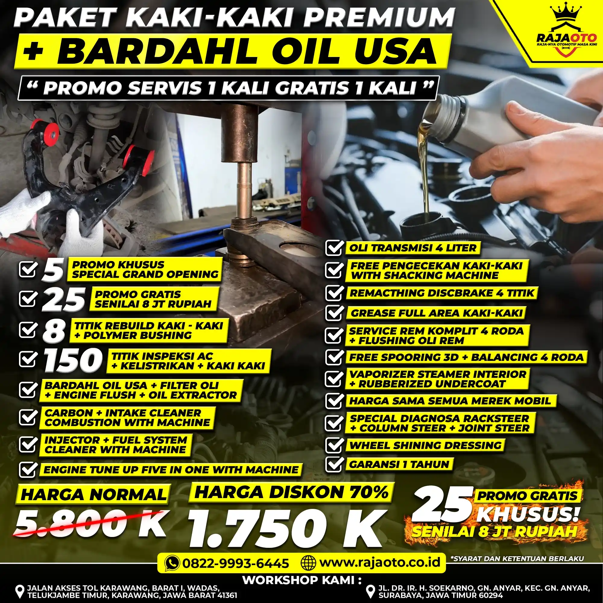 Paket Kaki-Kaki Premium + Bardahl Oil USA